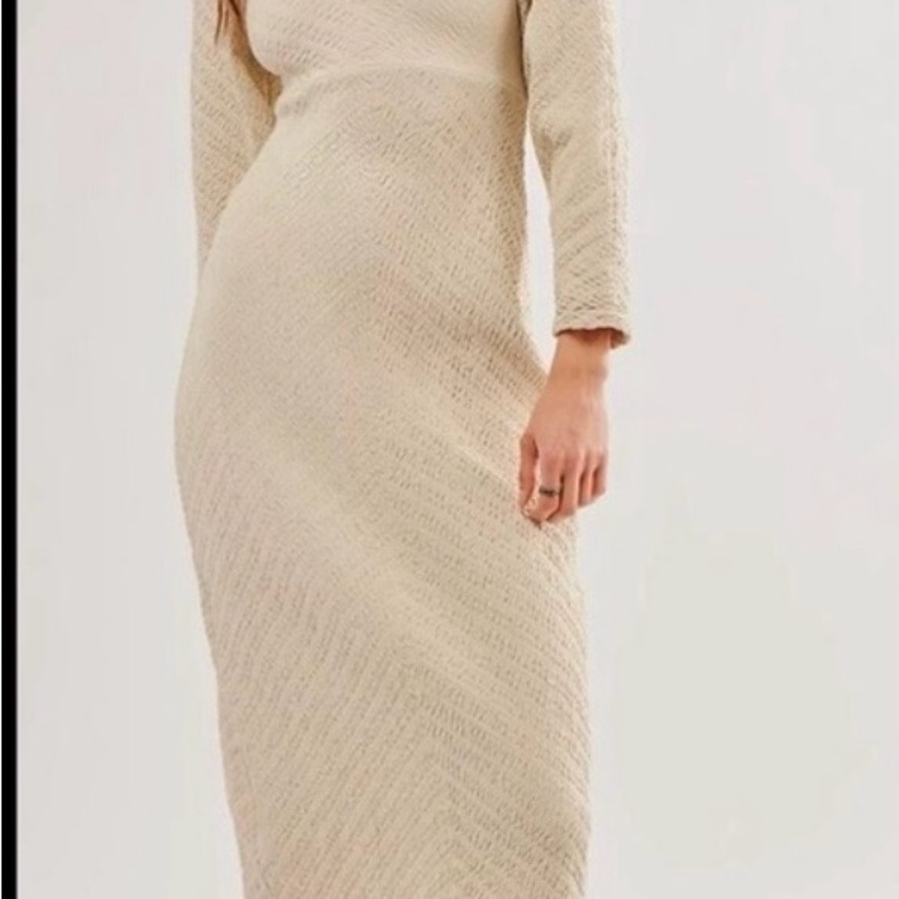 Free People Cream Long Sleeve Dress
